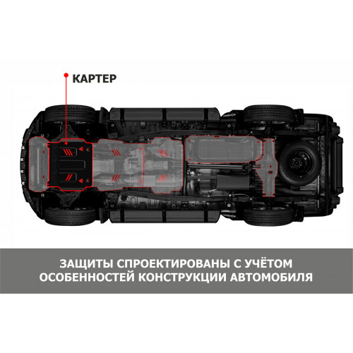 Защита Картера двигателя АвтоБроня для Great Wall Poer King Kong 2023-, Сталь 45778 мм - Арт. 111.02027.1